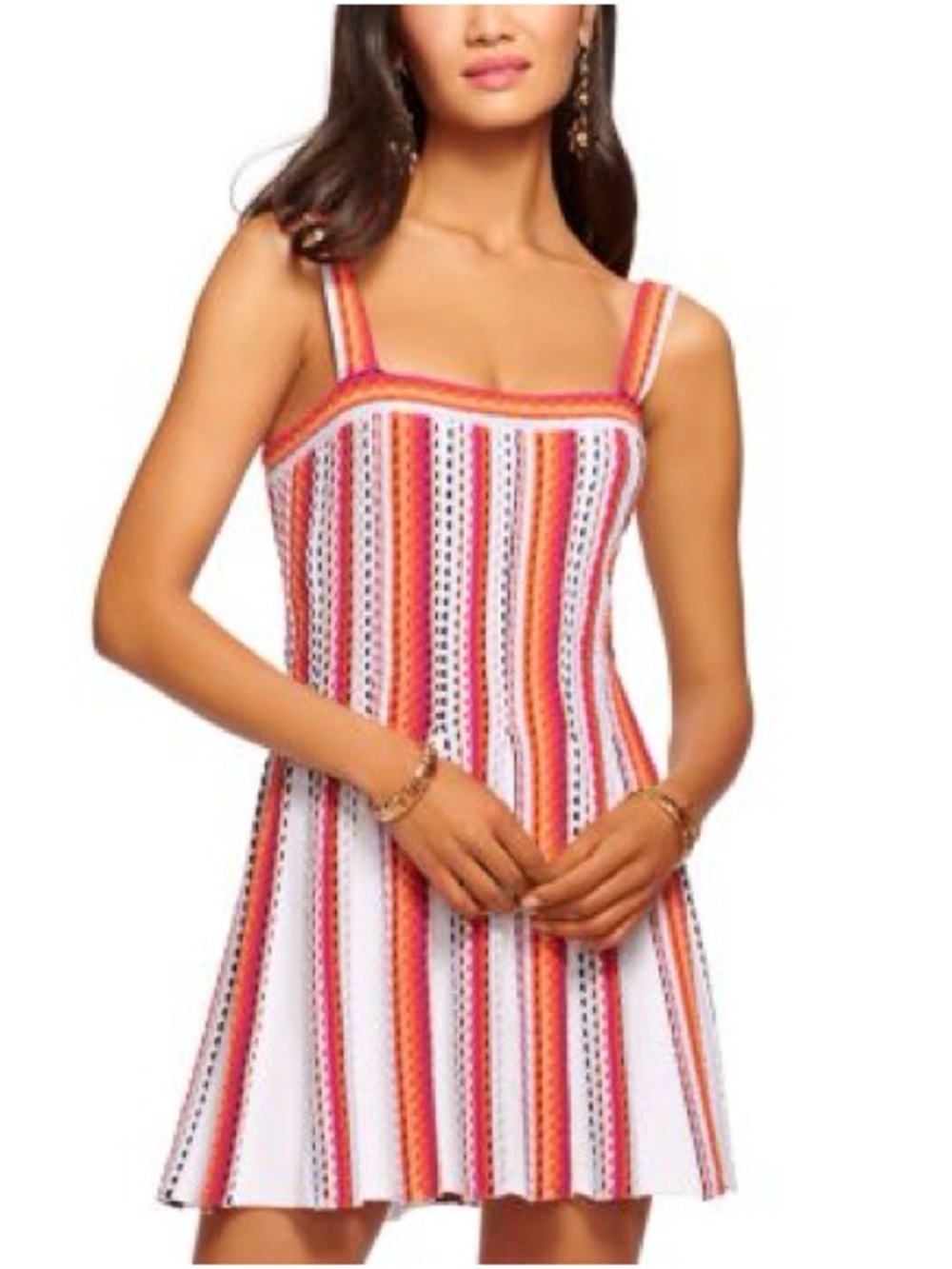 Striped Summer Sundress in White, Pink & Orange